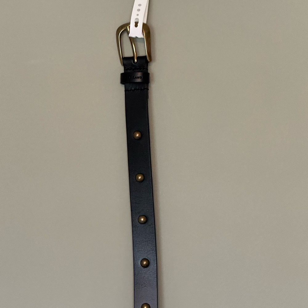 Lucky Brand Black Leather Belt with Gold Buckle
